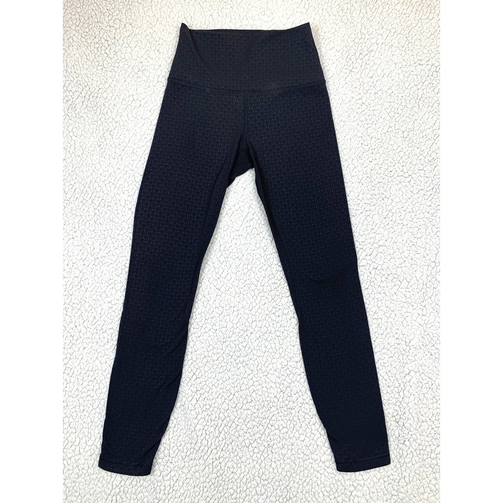 Lululemon Leggings Women Size 4 Black Patterned High Rise Athletic Yoga